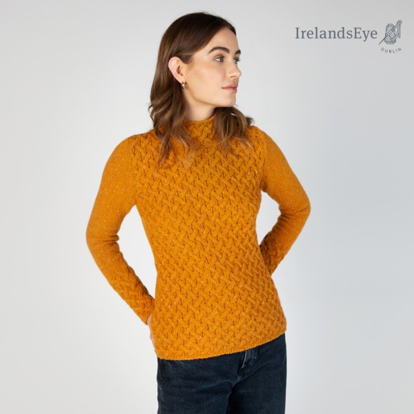 Strickpullover mit Zopfmuster Mustard - IrelandsEye