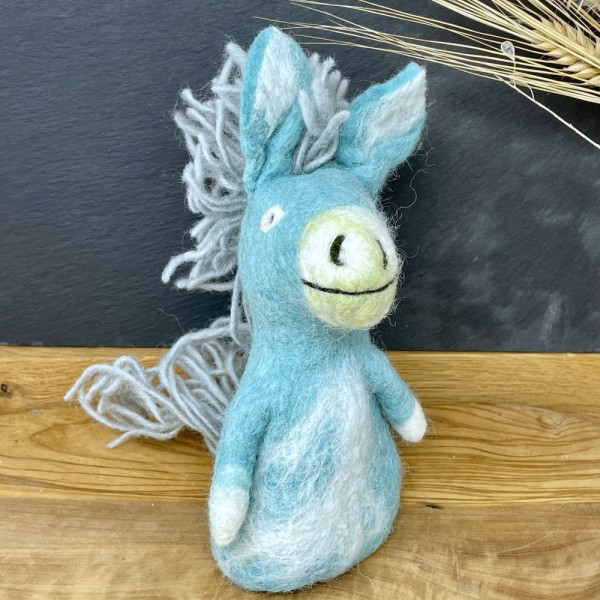Eierwärmer aus Filz - Pferd blau