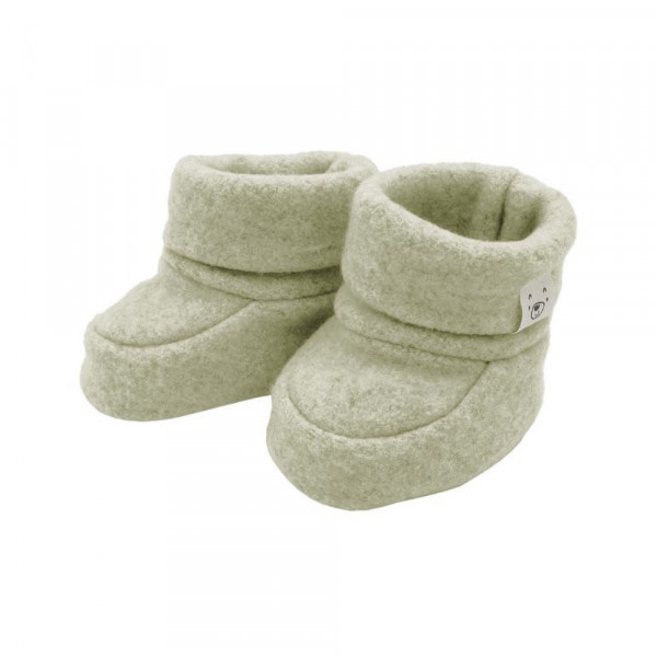 Baby-Schuhe aus Baumwollfleece - mineral-hellbraunmeliert