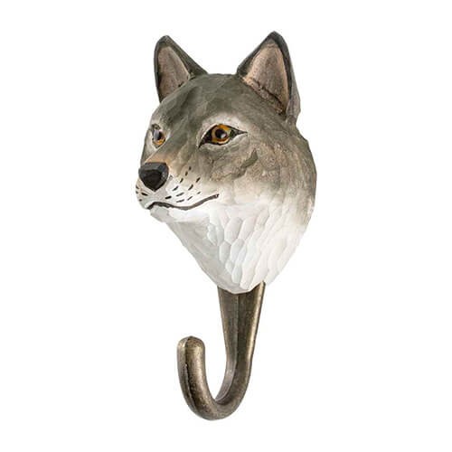 Handgeschnitzter Haken - Wolf