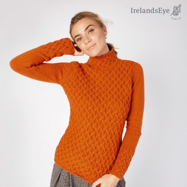 Strickpullover mit Zopfmuster Terracotta - IrelandsEye