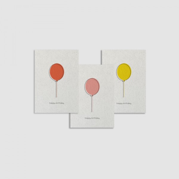 Geburtstagskarte mit Graspapier - Happy Birthday - 3er-Set