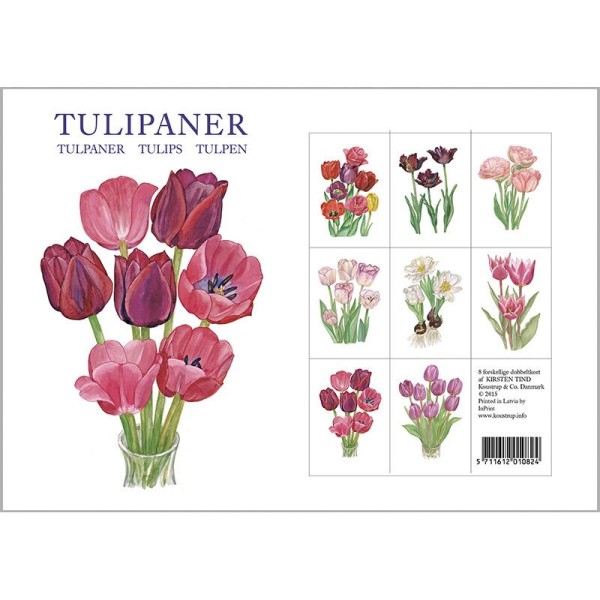 Postkartenset "Tulpen" - 8 Klappkarten inkl. Umschlag