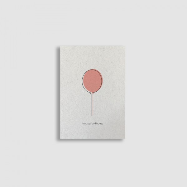 Karte mit Grasapier - Happy Birthday - rosa