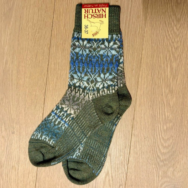Wollsocken Norweger - Hirsch Natur - khaki
