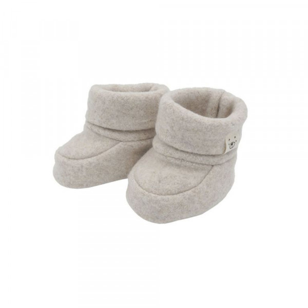 Baby-Schuhe aus Baumwollfleece - hellbraunmeliert