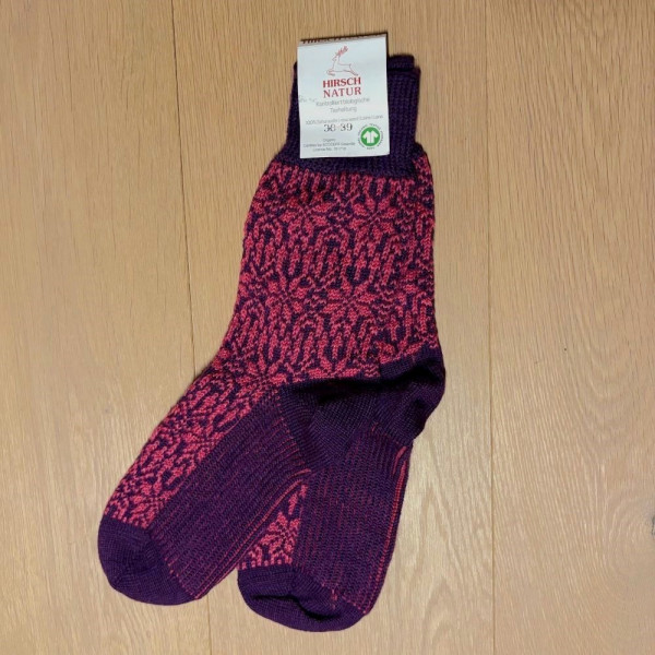 Wollsocken Norweger - lila-pink - Hirsch Natur