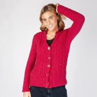 Strickjacke mit Zopfmuster pink - IrelandsEye