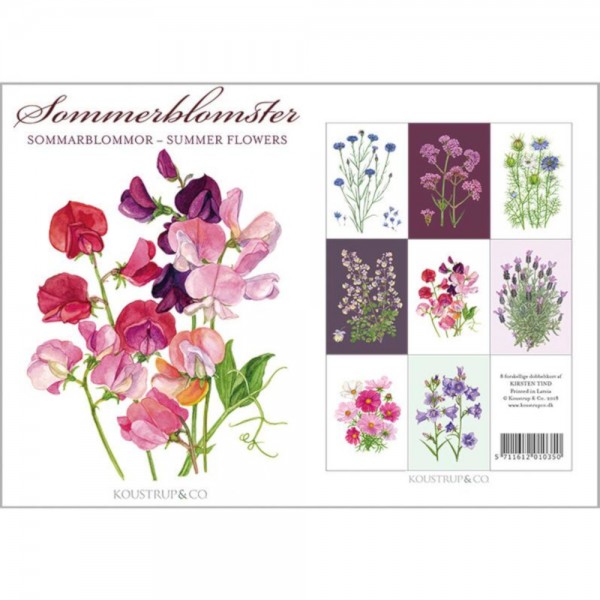 Postkartenset "Sommerblumen" - 8 Klappkarten inkl. Umschlag