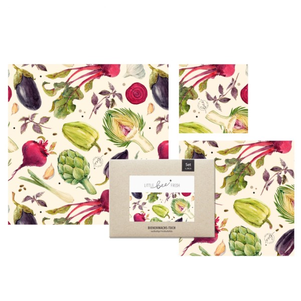 Bio-Bienenwachstücher Gemüse - Größe S/M/L