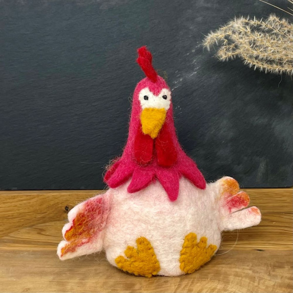 Eierwärmer aus Filz - Hahn rot