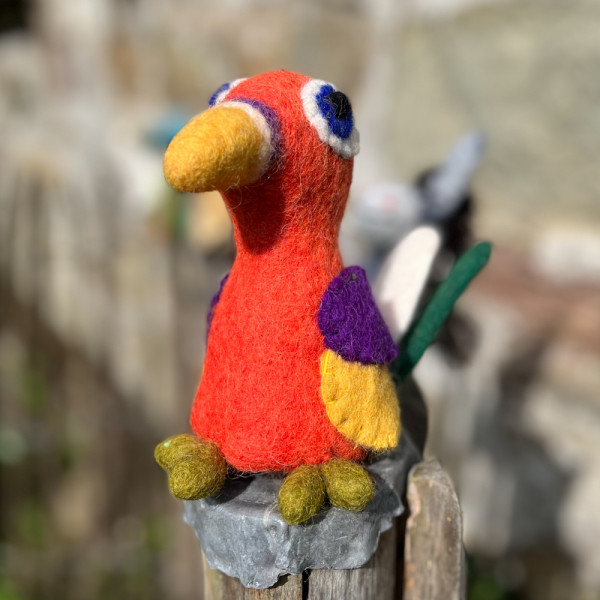 Eierwärmer aus Filz - Papagei orange